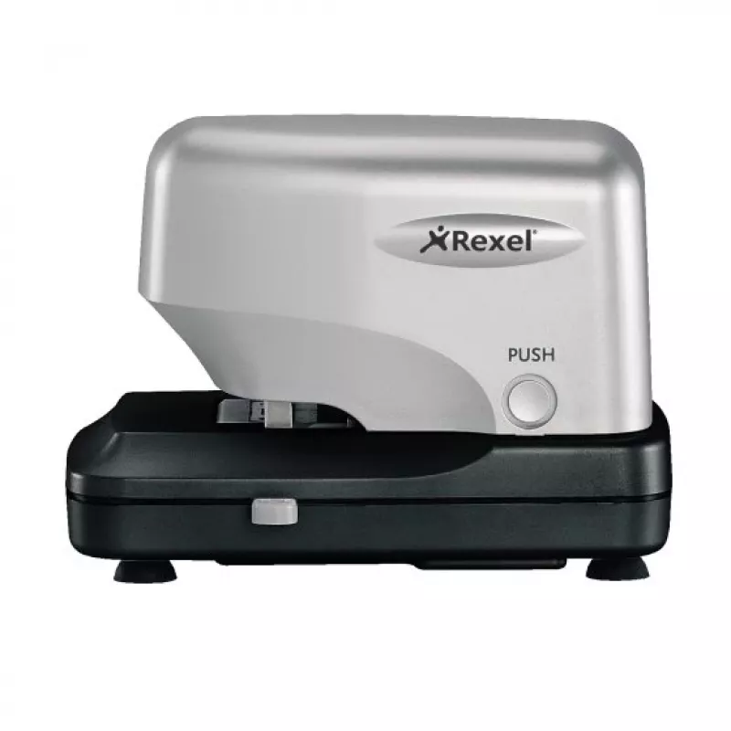 Agrafador elétrico de cartuchos Rexel Stella30 prateado/preto, 30 folhas, 5000 agrafos, preto, prateado, 215 mm, 196 mm, 138 mm