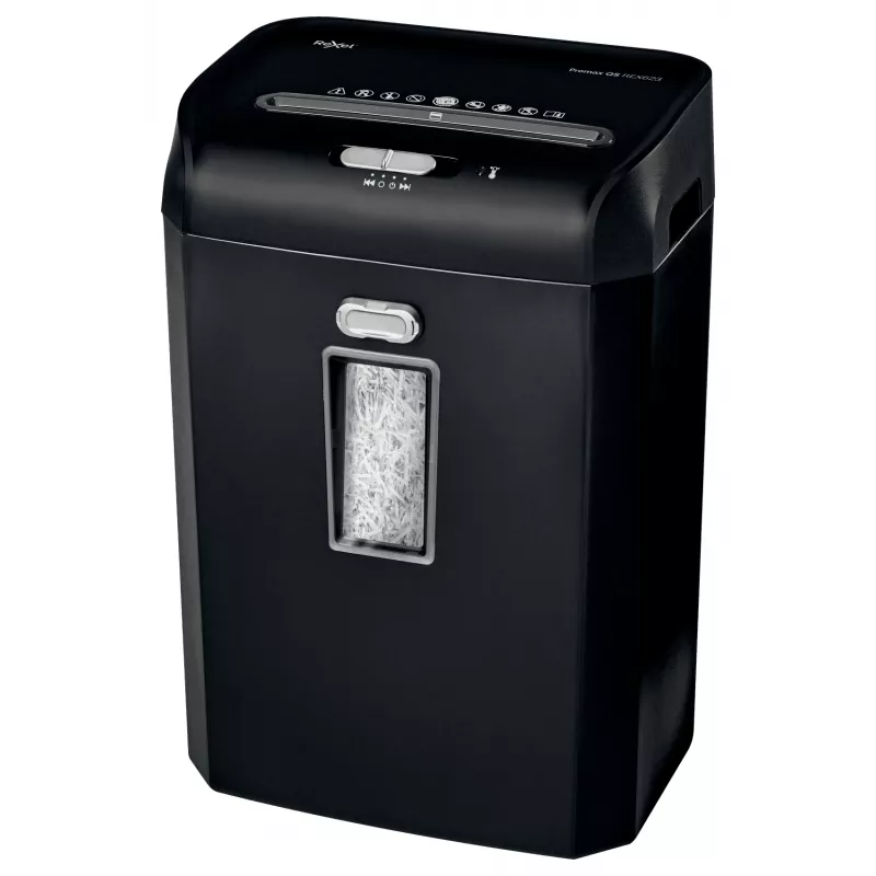 Destruidora de documentos de corte cruzado Rexel ProMax REX623 P4, corte cruzado, 22 cm, 4 x 40 mm, 23 L, 222 folhas, 58 dB