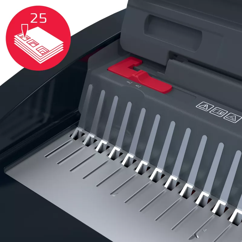 Encadernadora elétrica GBC CombBind® CB25E, encadernadora de pente, elétrica, 390 folhas, preto, vermelho
