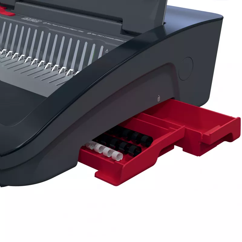 Encadernadora elétrica GBC CombBind® CB25E, encadernadora de pente, elétrica, 390 folhas, preto, vermelho