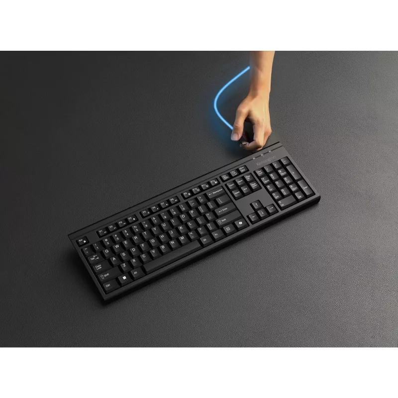 Conjunto de secretária recarregável Kensington KM270 EQ – sem fios, sem fios, RF Wireless + Bluetooth, membrana, QWERTZ, preto, rato incluído