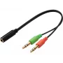Adaptador de headset Sandberg (móvel) PC, 2 x 3,5 mm, ficha, 3,5 mm, conector fêmea, preto