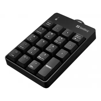Teclado numérico com fio USB Sandberg, USB, 19, portátil/PC, 1,5 m, preto