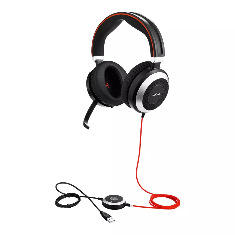Jabra Evolve 80 MS estéreo, com fio, escritório/call center, 646 g, headset, preto