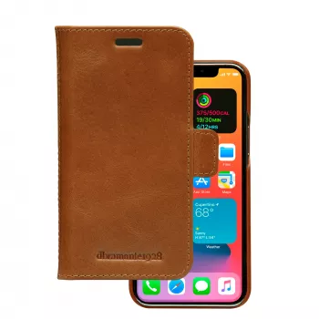 Carteira com capa dbramante1928 Lynge para iPhone 12 mini (5,4 polegadas) – tan, 3 compartimentos para cartões, suporte de mesa