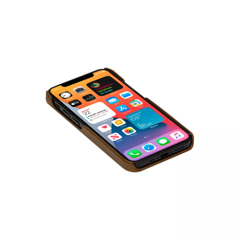 Carteira com capa dbramante1928 Lynge para iPhone 12 mini (5,4 polegadas) – tan, 3 compartimentos para cartões, suporte de mesa
