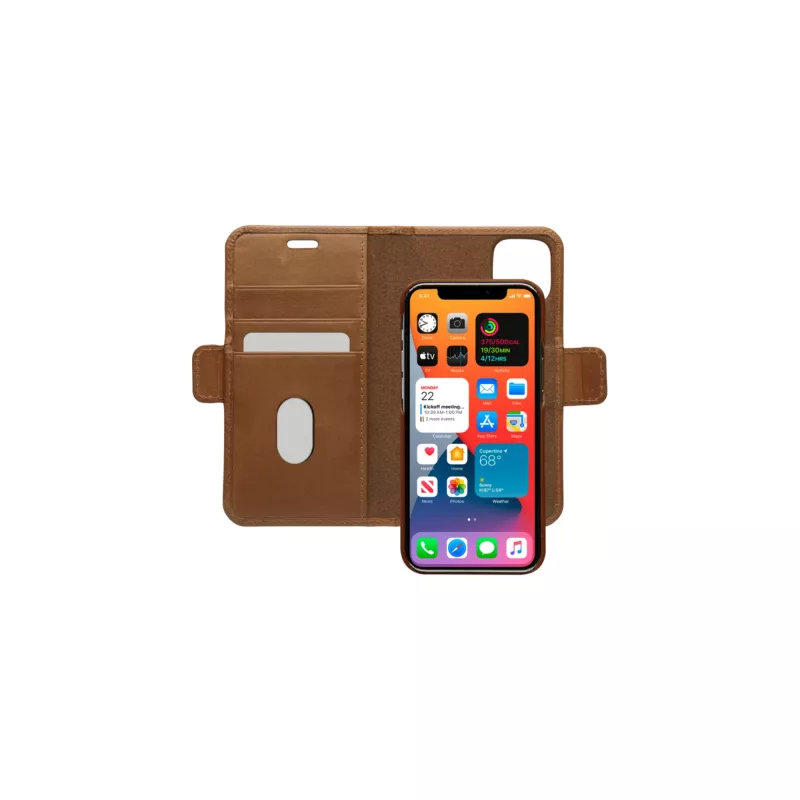 Carteira com capa dbramante1928 Lynge para iPhone 12 mini (5,4 polegadas) – tan, 3 compartimentos para cartões, suporte de mesa