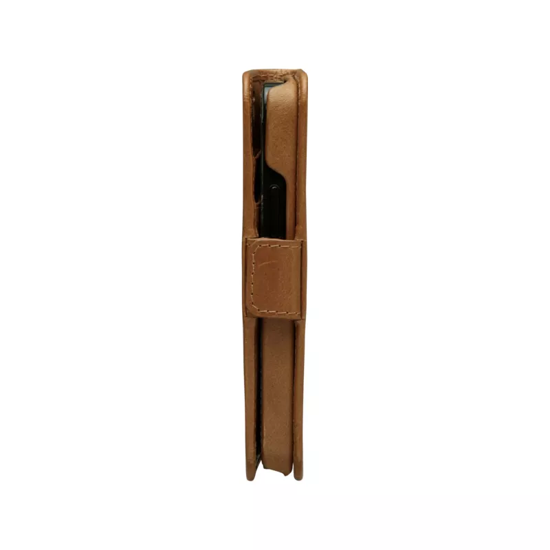Carteira com capa dbramante1928 Lynge para iPhone 12 mini (5,4 polegadas) – tan, 3 compartimentos para cartões, suporte de mesa