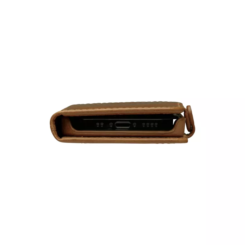 Carteira com capa dbramante1928 Lynge para iPhone 12 mini (5,4 polegadas) – tan, 3 compartimentos para cartões, suporte de mesa