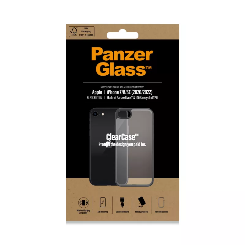 PanzerGlass ® ClearCase iPhone 8 | 7 | SE (2020/2022) | Preto