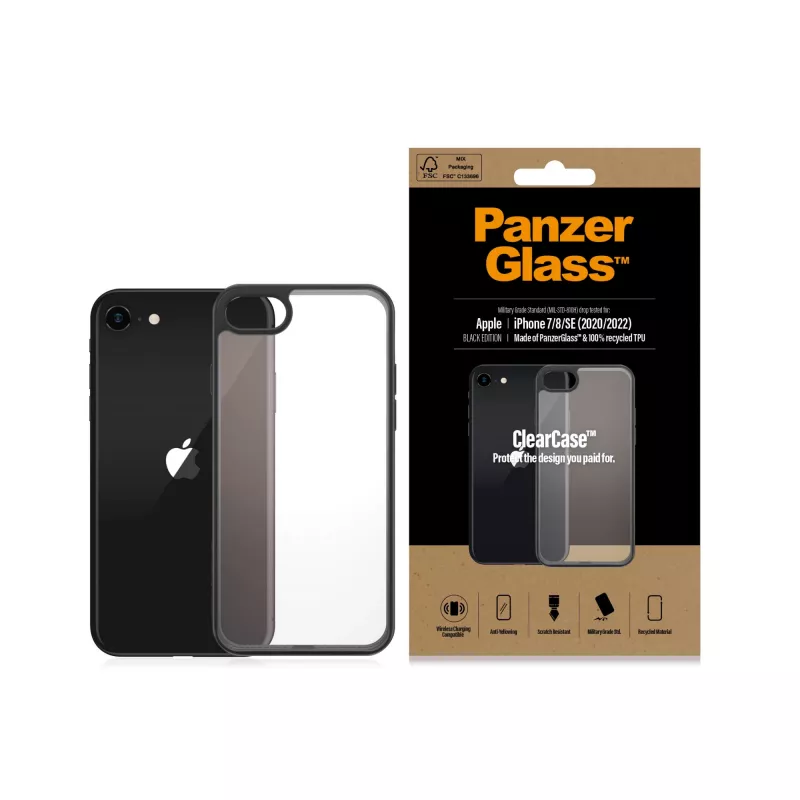 PanzerGlass ® ClearCase iPhone 8 | 7 | SE (2020/2022) | Preto