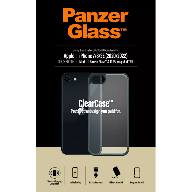 PanzerGlass ® ClearCase iPhone 8 | 7 | SE (2020/2022) | Preto