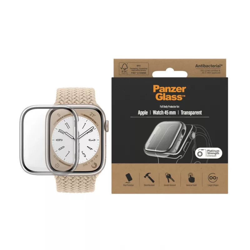 PanzerGlass Película protetora Full Body para Apple Watch Series 9/8/7 45 mm, transparente (3659)