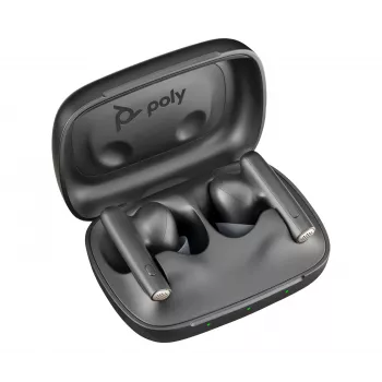 HP Poly Voyager Free 60 UC Carbon preto auriculares + adaptador BT700 USB-C + estojo de carregamento