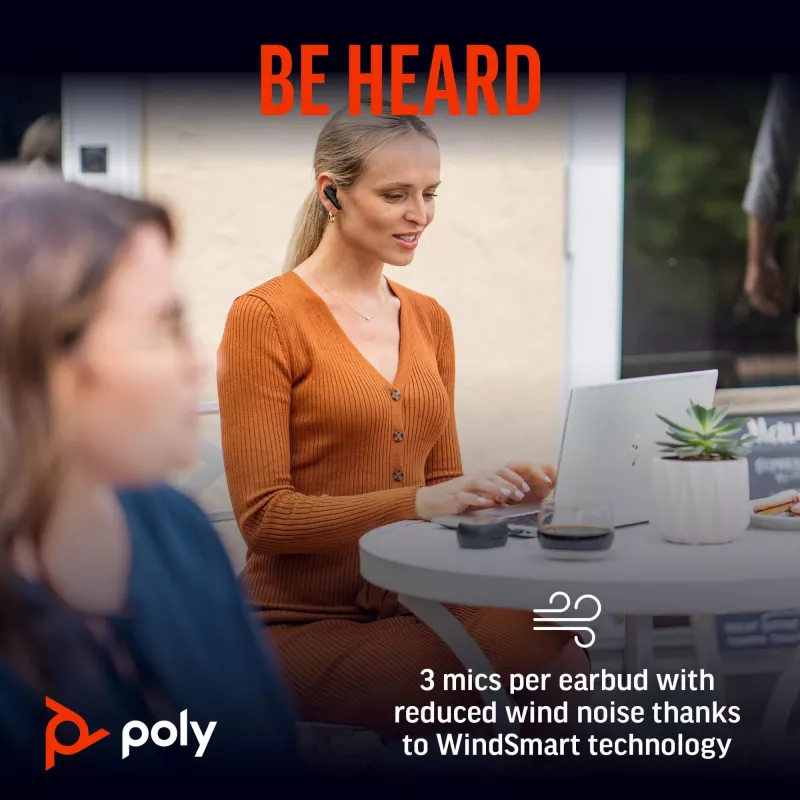 HP Poly Voyager Free 60 UC Carbon preto auriculares + adaptador BT700 USB-C + estojo de carregamento