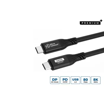 Cabo USB Microconnect USB4CC1-240W-80GBPS USB4 Gen 3x2 1 m USB C preto