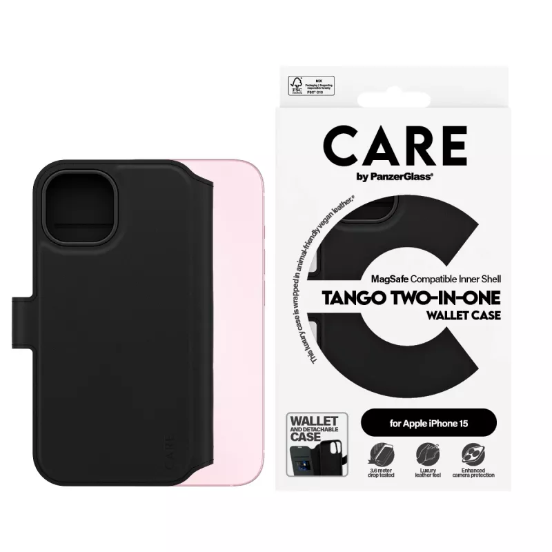 PanzerGlass CARE™ by ® Tango 2-in-1 carteira com capa MagSafe iPhone 15