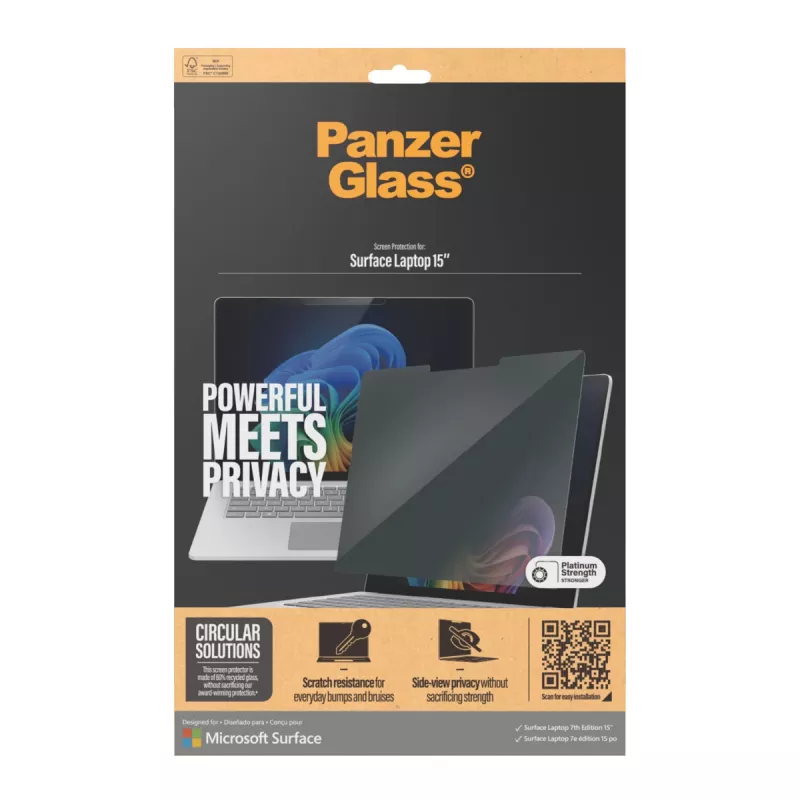 PanzerGlass ® protetor de ecrã com privacidade Microsoft Surface Laptop 7th Edition 15'' | Ultra-Wide Fit