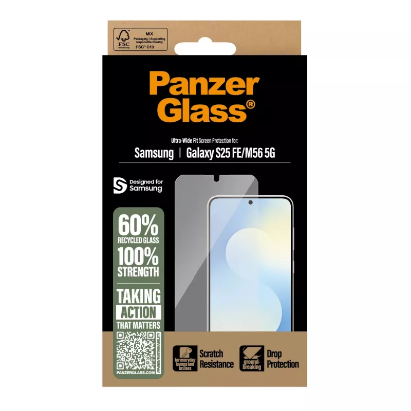 PanzerGlass ® protetor de ecrã Samsung Galaxy S25 FE 5G | M56 5G | Ultra-Wide Fit