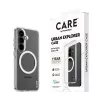 Capa PanzerGlass CARE™ Urban Explorer para Samsung Galaxy S26 — cobertura transparente com suporte Qi branco