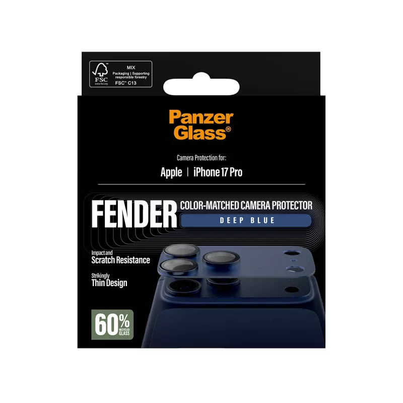 Protetor de câmara PanzerGlass Fender Deep Blue para iPhone 17 Pro