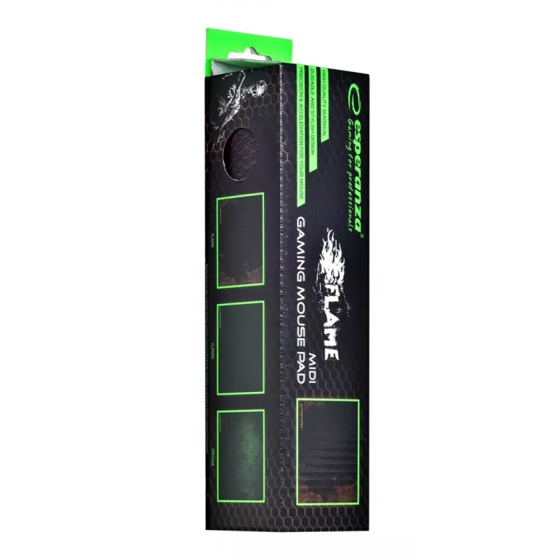Tapete de rato ESPERANZA EGP101R — gaming em poliéster, tamanho S 250×200×2 mm, base antiderrapante, superfície estampada laranja
