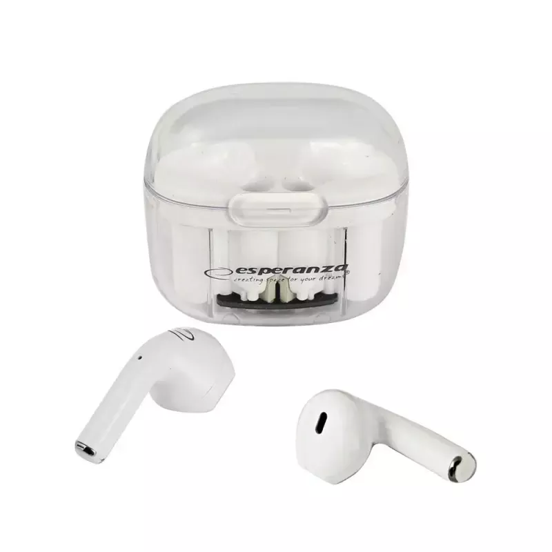Auscultadores in-ear sem fios ESPERANZA EH237W — Bluetooth 5.3, controlo tátil, bateria 3–4 h, branco