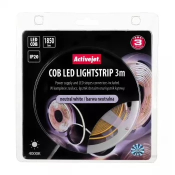 Fita LED universal ActiveJet AJE-COB 3 m branco neutro 1850 lm 19 W IP20