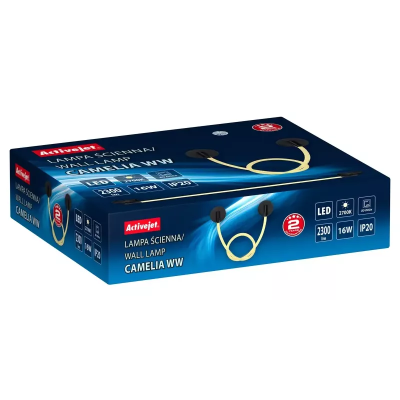 Aplique de parede LED ActiveJet AJE-CAMELIA WW, preto, 16 W, 2300 lm, 2700 K, 1580×120×65 mm