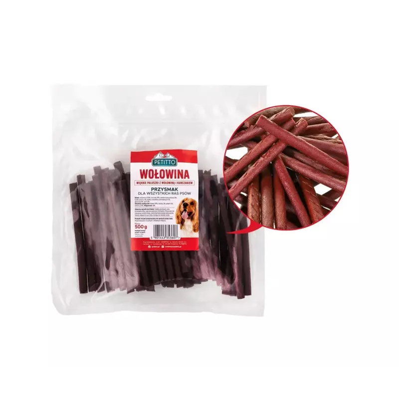 PETITTO Sticks macios de vaca snack para cães, 500 g