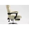 Cadeira giratória ActiveJet YK7416 — cadeira giratória ergonómica, pele ecológica bege, estrutura metálica, encosto acolchoado, apoio para os pés