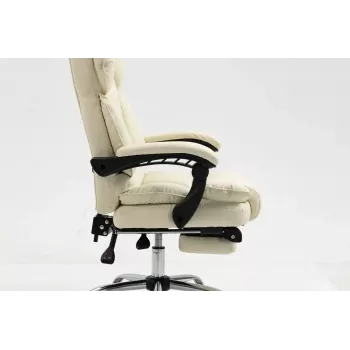 Cadeira giratória ActiveJet YK7416 — cadeira giratória ergonómica, pele ecológica bege, estrutura metálica, encosto acolchoado, apoio para os pés