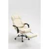 Cadeira giratória ActiveJet YK7416 — cadeira giratória ergonómica, pele ecológica bege, estrutura metálica, encosto acolchoado, apoio para os pés