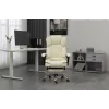 Cadeira giratória ActiveJet YK7416 — cadeira giratória ergonómica, pele ecológica bege, estrutura metálica, encosto acolchoado, apoio para os pés