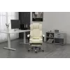 Cadeira giratória ActiveJet YK7416 — cadeira giratória ergonómica, pele ecológica bege, estrutura metálica, encosto acolchoado, apoio para os pés