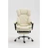 Cadeira giratória ActiveJet YK7416 — cadeira giratória ergonómica, pele ecológica bege, estrutura metálica, encosto acolchoado, apoio para os pés