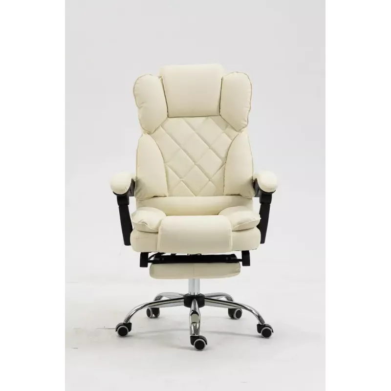 Cadeira giratória ActiveJet YK7416 — cadeira giratória ergonómica, pele ecológica bege, estrutura metálica, encosto acolchoado, apoio para os pés