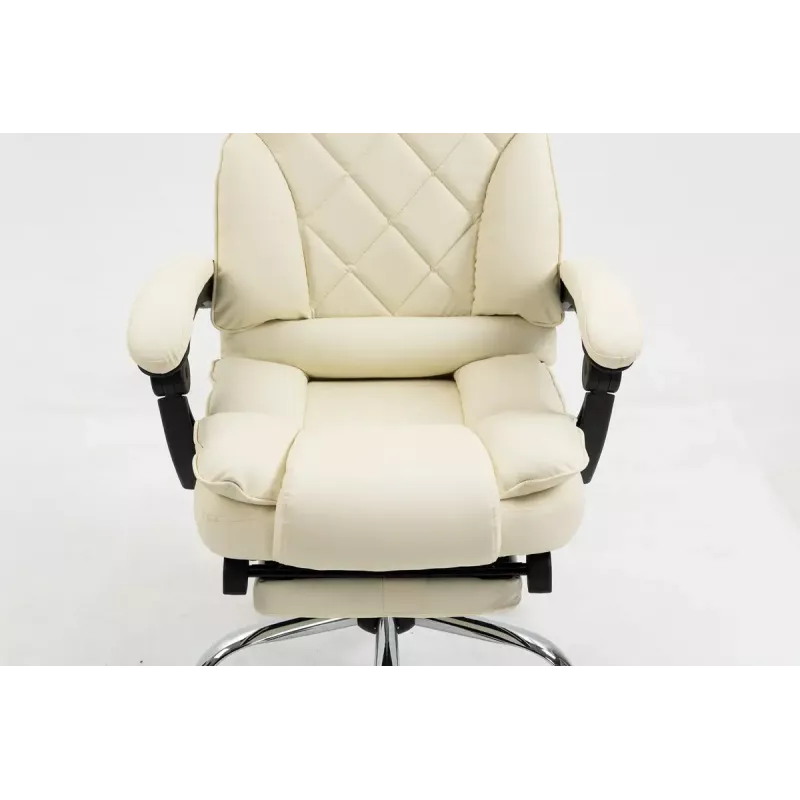 Cadeira giratória ActiveJet YK7416 — cadeira giratória ergonómica, pele ecológica bege, estrutura metálica, encosto acolchoado, apoio para os pés