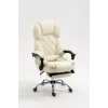 Cadeira giratória ActiveJet YK7416 — cadeira giratória ergonómica, pele ecológica bege, estrutura metálica, encosto acolchoado, apoio para os pés