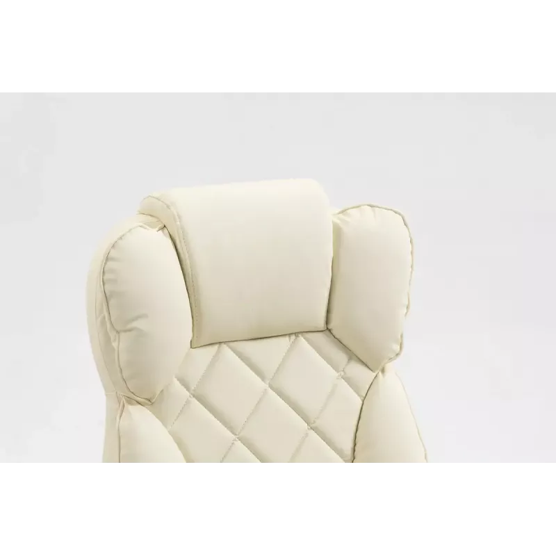 Cadeira giratória ActiveJet YK7416 — cadeira giratória ergonómica, pele ecológica bege, estrutura metálica, encosto acolchoado, apoio para os pés