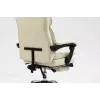 Cadeira giratória ActiveJet YK7416 — cadeira giratória ergonómica, pele ecológica bege, estrutura metálica, encosto acolchoado, apoio para os pés