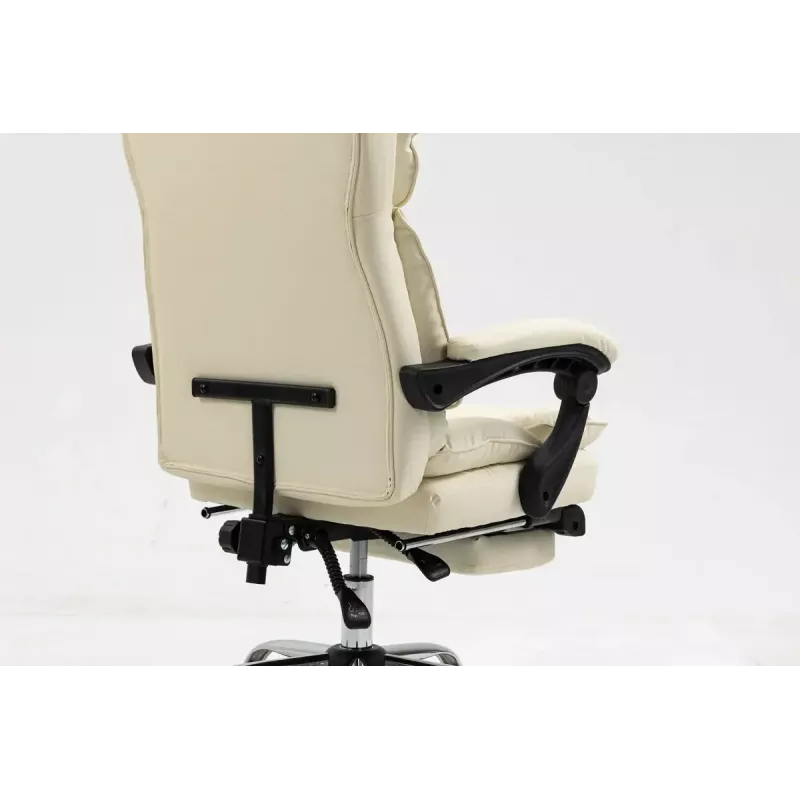 Cadeira giratória ActiveJet YK7416 — cadeira giratória ergonómica, pele ecológica bege, estrutura metálica, encosto acolchoado, apoio para os pés