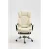Cadeira giratória ActiveJet YK7416 — cadeira giratória ergonómica, pele ecológica bege, estrutura metálica, encosto acolchoado, apoio para os pés