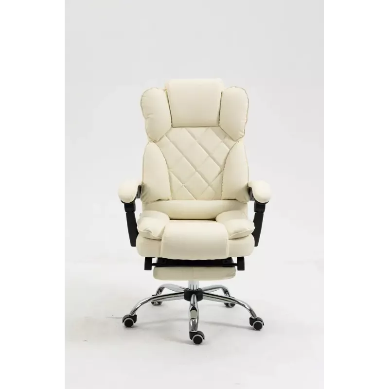 Cadeira giratória ActiveJet YK7416 — cadeira giratória ergonómica, pele ecológica bege, estrutura metálica, encosto acolchoado, apoio para os pés