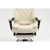 Cadeira giratória ActiveJet YK7416 — cadeira giratória ergonómica, pele ecológica bege, estrutura metálica, encosto acolchoado, apoio para os pés