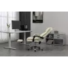 Cadeira giratória ActiveJet YK7416 — cadeira giratória ergonómica, pele ecológica bege, estrutura metálica, encosto acolchoado, apoio para os pés