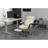 Cadeira giratória ActiveJet YK7416 — cadeira giratória ergonómica, pele ecológica bege, estrutura metálica, encosto acolchoado, apoio para os pés