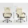 Cadeira giratória ActiveJet YK7416 — cadeira giratória ergonómica, pele ecológica bege, estrutura metálica, encosto acolchoado, apoio para os pés