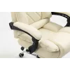 Cadeira giratória ActiveJet YK7416 — cadeira giratória ergonómica, pele ecológica bege, estrutura metálica, encosto acolchoado, apoio para os pés