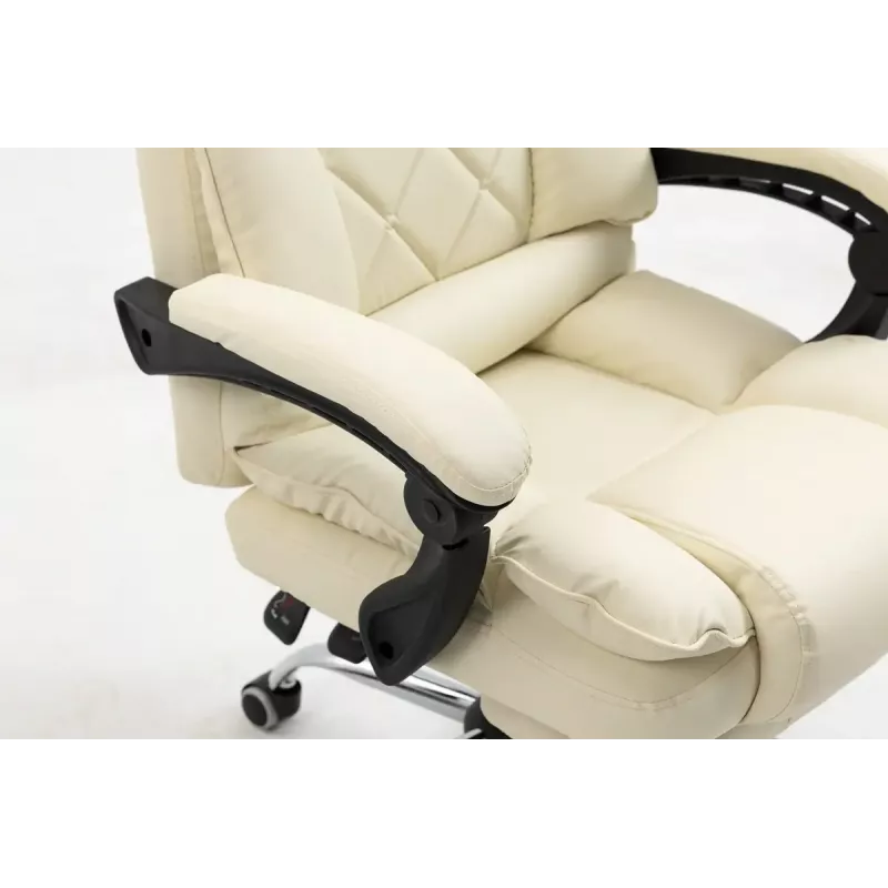 Cadeira giratória ActiveJet YK7416 — cadeira giratória ergonómica, pele ecológica bege, estrutura metálica, encosto acolchoado, apoio para os pés